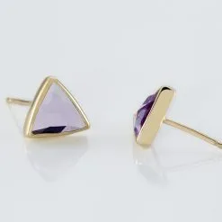 Histoire D'Or Boucles D'oreilles Puces Juliete Or Jaune Amethyste -Boucles d'oreilles pendantes Soldes Boutique B3OFJYI170 view2