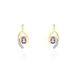 Histoire D'Or Boucles D'oreilles Sagesse Or Jaune Amethyste Oxyde