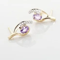 Histoire D'Or Boucles D'oreilles Sagesse Or Jaune Amethyste Oxyde -Boucles d'oreilles pendantes Soldes Boutique B3OFJYI187 view2