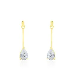 Histoire D'Or Boucles D'oreilles Pendantes Goutte Or Jaune Oxyde De Zirconium