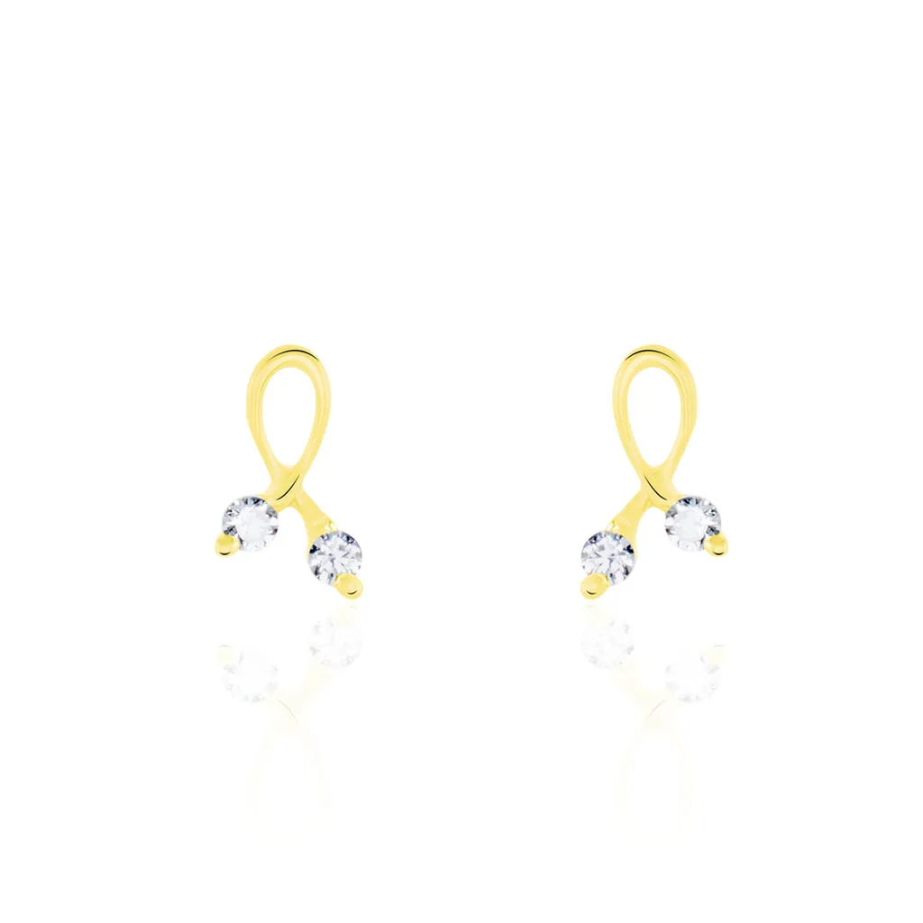 Histoire D'Or Boucles D'oreilles Puces Alvina Ruban Or Jaune Oxyde De Zirconium 1 Histoire D'Or Boucles D'oreilles Puces Alvina Ruban Or Jaune Oxyde De Zirconium