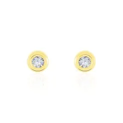 Histoire D'Or Boucles D'oreilles Puces Eden Serti Pneu Or Jaune Oxyde De Zirconium