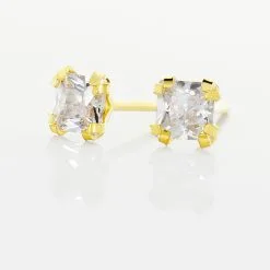 Histoire D'Or Boucles D'oreilles Puces Doreen Carre Or Jaune Oxyde De Zirconium -Boucles d'oreilles pendantes Soldes Boutique B3OFJZW206 view2