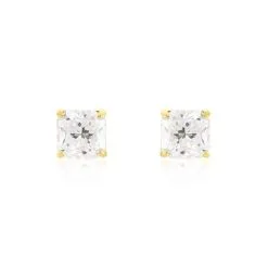 Histoire D'Or Boucles D'oreilles Puces Doreen Carre Or Jaune Oxyde De Zirconium