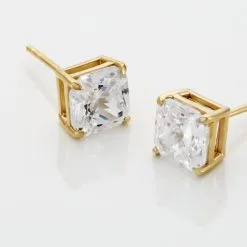 Histoire D'Or Boucles D'oreilles Puces Doreen Carre Or Jaune Oxyde De Zirconium -Boucles d'oreilles pendantes Soldes Boutique B3OFJZW262 view2