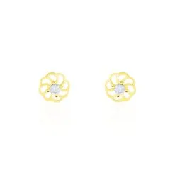 Histoire D'Or Boucles D'oreilles Puces Eleanor Fleur Or Jaune Oxyde De Zirconium