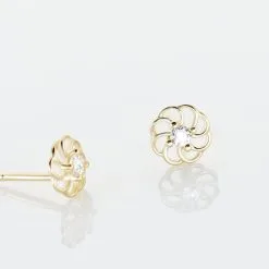 Histoire D'Or Boucles D'oreilles Puces Eleanor Fleur Or Jaune Oxyde De Zirconium -Boucles d'oreilles pendantes Soldes Boutique B3OFJZW321 view2