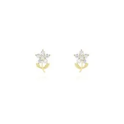 Histoire D'Or Boucles D'oreilles Puces Eleanor Fleur Or Jaune Oxyde De Zirconium