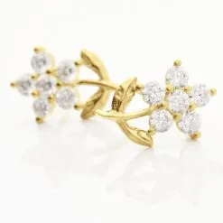 Histoire D'Or Boucles D'oreilles Puces Eleanor Fleur Or Jaune Oxyde De Zirconium -Boucles d'oreilles pendantes Soldes Boutique B3OFJZW402 view2