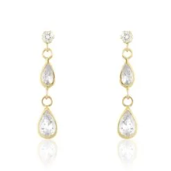 Histoire D'Or Boucles D'oreilles Pendantes Ailyne Or Jaune Oxyde De Zirconium