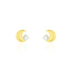Histoire D'Or Boucles D'oreilles Puces Francoise-marie Lune Or Jaune Oxyde