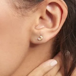 Histoire D'Or Boucles D'oreilles Puces Francoise-marie Lune Or Jaune Oxyde -Boucles d'oreilles pendantes Soldes Boutique B3OFJZW432 model0