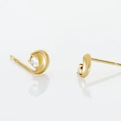 Histoire D'Or Boucles D'oreilles Puces Francoise-marie Lune Or Jaune Oxyde -Boucles d'oreilles pendantes Soldes Boutique B3OFJZW432 view2