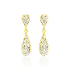 Histoire D'Or Boucles D'oreilles Pendantes Reiko Or Jaune Oxyde De Zirconium