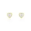 Histoire D'Or Boucles D'oreilles Puces Daria Coeur Plein Or Jaune Oxyde De Zirconium