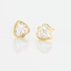 Histoire D'Or Boucles D'oreilles Puces Daria Coeur Plein Or Jaune Oxyde De Zirconium -Boucles d'oreilles pendantes Soldes Boutique B3OFJZW512 view2