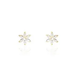 Histoire D'Or Boucles D'oreilles Puces Eleanor Fleur Or Jaune Oxyde De Zirconium
