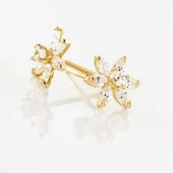 Histoire D'Or Boucles D'oreilles Puces Eleanor Fleur Or Jaune Oxyde De Zirconium -Boucles d'oreilles pendantes Soldes Boutique B3OFJZW561 view2