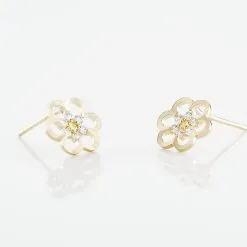 Histoire D'Or Boucles D'oreilles Puces Philine Fleur Or Jaune Oxyde De Zirconium -Boucles d'oreilles pendantes Soldes Boutique B3OFJZW635 view2