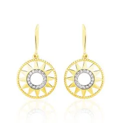Histoire D'Or Boucles D'oreilles Pendantes Thallya Or Jaune Oxyde De Zirconium