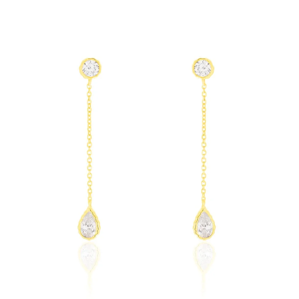 Histoire D'Or Boucles D'oreilles Pendantes Kadidja Or Jaune Oxyde De Zirconium 1 Histoire D'Or Boucles D'oreilles Pendantes Kadidja Or Jaune Oxyde De Zirconium