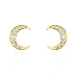 Histoire D'Or Boucles D'oreilles Pendantes Francoise-marie Lune Or Jaune Oxyde
