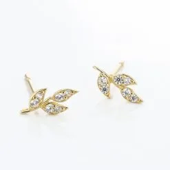 Histoire D'Or Boucles D'oreilles Pendantes Edia Feuille Or Jaune Oxyde De Zirconium -Boucles d'oreilles pendantes Soldes Boutique B3OFJZW825 view2