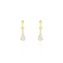Histoire D'Or Boucles D'oreilles Pendantes Goutte Or Jaune Oxyde De Zirconium