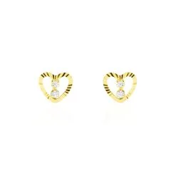 Histoire D'Or Boucles D'oreilles Puces Daria Cœur 6 Or Jaune Oxyde