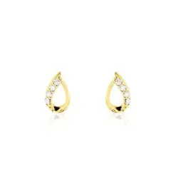 Histoire D'Or Boucles D'oreilles Puces Lisianthus Or Jaune Oxyde