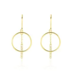 Histoire D'Or Boucles D'oreilles Pendantes Or Jaune Guda Oxyde De Zirconium