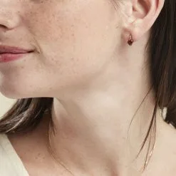 Histoire D'Or Boucles D'oreilles Puces Or Rose Clothilde Rhodolite -Boucles d'oreilles pendantes Soldes Boutique B3OFRAR001 model0