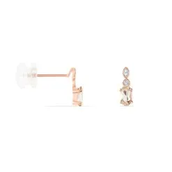 Histoire D'Or Boucles D'oreilles Puces Antonia Or Rose Morganite Et Diamant -Boucles d'oreilles pendantes Soldes Boutique B3OFRAS009 view1