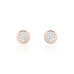 Histoire D'Or Boucles D'oreilles Puces Edmee Cercle 0 Or Rose Strass