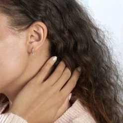 Histoire D'Or Créoles Sandrine Or Rose Strass -Boucles d'oreilles pendantes Soldes Boutique B3OFRPW004 model0