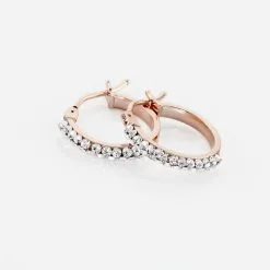 Histoire D'Or Créoles Sandrine Or Rose Strass -Boucles d'oreilles pendantes Soldes Boutique B3OFRPW004 view2