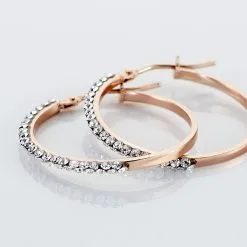 Histoire D'Or Créoles Sandrine Or Rose Strass -Boucles d'oreilles pendantes Soldes Boutique B3OFRPW005 view2