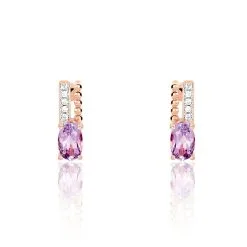 Histoire D'Or Boucles D'oreilles Pendantes Frannie Or Rose Amethyste Et Oxyde