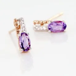 Histoire D'Or Boucles D'oreilles Pendantes Frannie Or Rose Amethyste Et Oxyde -Boucles d'oreilles pendantes Soldes Boutique B3OFRYI159 view2