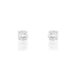 Histoire D'Or Boucles D'oreilles Puces Victoria Or Blanc Diamant