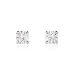 Histoire D'Or Boucles D'oreilles Puces Or Blanc Victoria Diamant