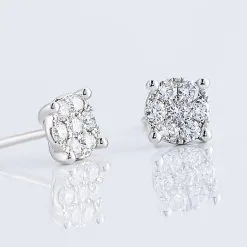 Histoire D'Or Boucles D'oreilles Puces Charlene Or Blanc Diamant Synthetique -Boucles d'oreilles pendantes Soldes Boutique B7OFBJW006 view2