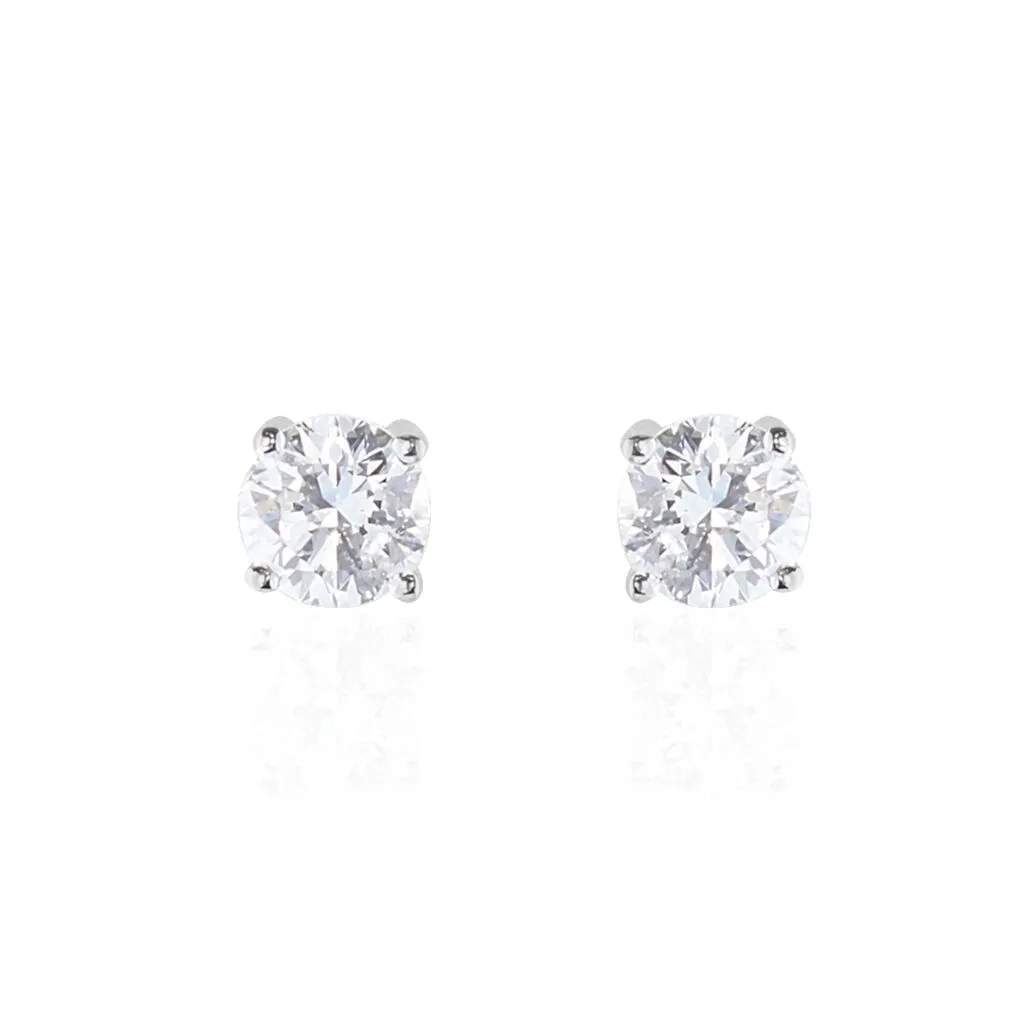 Histoire D'Or Boucles D'oreilles Puces 4 Griffes Or Blanc Diamant Synthetique 1 Histoire D'Or Boucles D'oreilles Puces 4 Griffes Or Blanc Diamant Synthetique