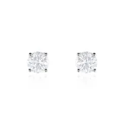 Histoire D'Or Boucles D'oreilles Puces 4 Griffes Or Blanc Diamant Synthetique