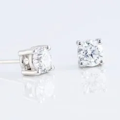 Histoire D'Or Boucles D'oreilles Puces 4 Griffes Or Blanc Diamant Synthetique -Boucles d'oreilles pendantes Soldes Boutique B7OFBJW016 view2