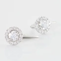 Histoire D'Or Boucles D'oreilles Pendantes Mentoura Or Blanc Diamant Synthétique -Boucles d'oreilles pendantes Soldes Boutique B7OFBJW019 view2