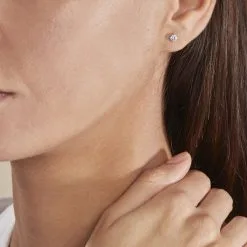 Histoire D'Or Boucles D'oreilles Puces Or Blanc Diamants Synthétique -Boucles d'oreilles pendantes Soldes Boutique B7OFBJW021 model0