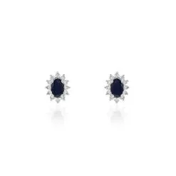 Histoire D'Or Boucles D'oreilles Puces Vladimir Or Blanc Saphir Diamant