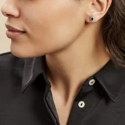 Histoire D'Or Boucles D'oreilles Puces Vladimir Or Blanc Saphir Diamant -Boucles d'oreilles pendantes Soldes Boutique B7OFBSB258 model0