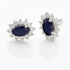 Histoire D'Or Boucles D'oreilles Puces Vladimir Or Blanc Saphir Diamant -Boucles d'oreilles pendantes Soldes Boutique B7OFBSB258 view2